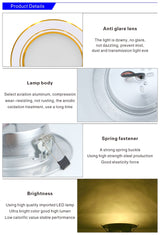 Led Downlights 220v Led Ceiling Light 5W 9W 12W Recessed Down light Round Led Panel Light 15W 18W LED Spot light Indoor Lighting