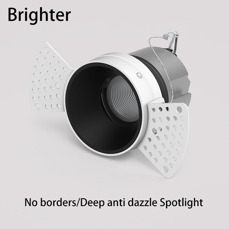 BRGT LED Spot Light Frameless Embedded Lights COB 5W 7W 12W Anti-glare Ceiling Lamp Trimless Aluminum Recessed Downlight Indoor