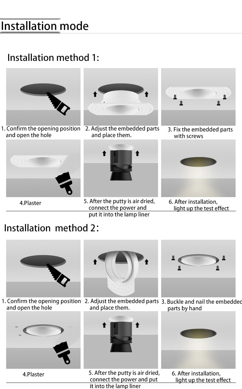 Embeded Light BRGT LED Spot Light Frameless Embedded Lights COB 5W 7W 12W Anti-glare ...