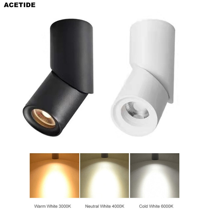 Dimmable Rotating LED Downlights 7W 9W 12W 15W COB LED Ceiling Spot Lights AC110-220V LED Wall Lamp Warm Cold White Indoor Lighting