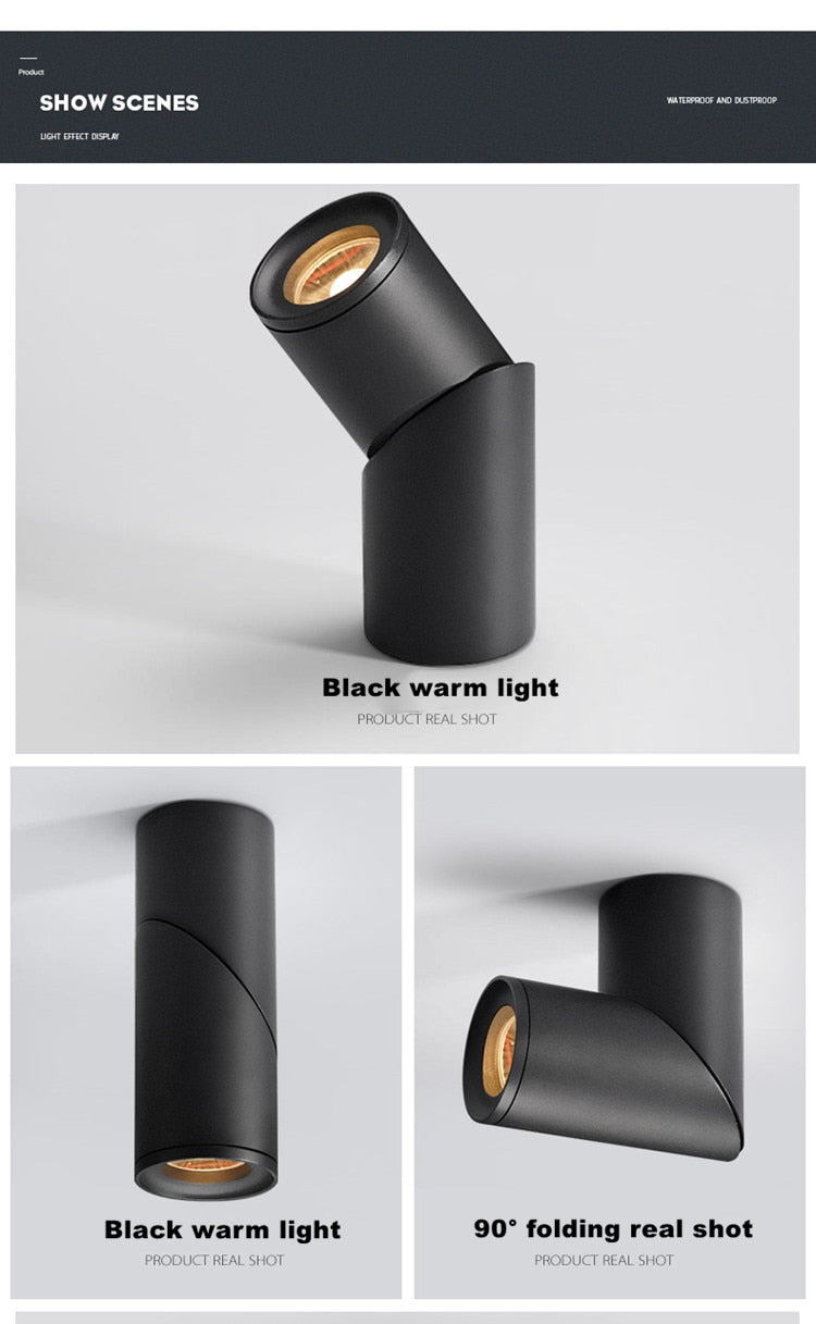 Dimmable Rotating LED Downlights 7W 9W 12W 15W COB LED Ceiling Spot Lights AC110-220V LED Wall Lamp Warm Cold White Indoor Lighting