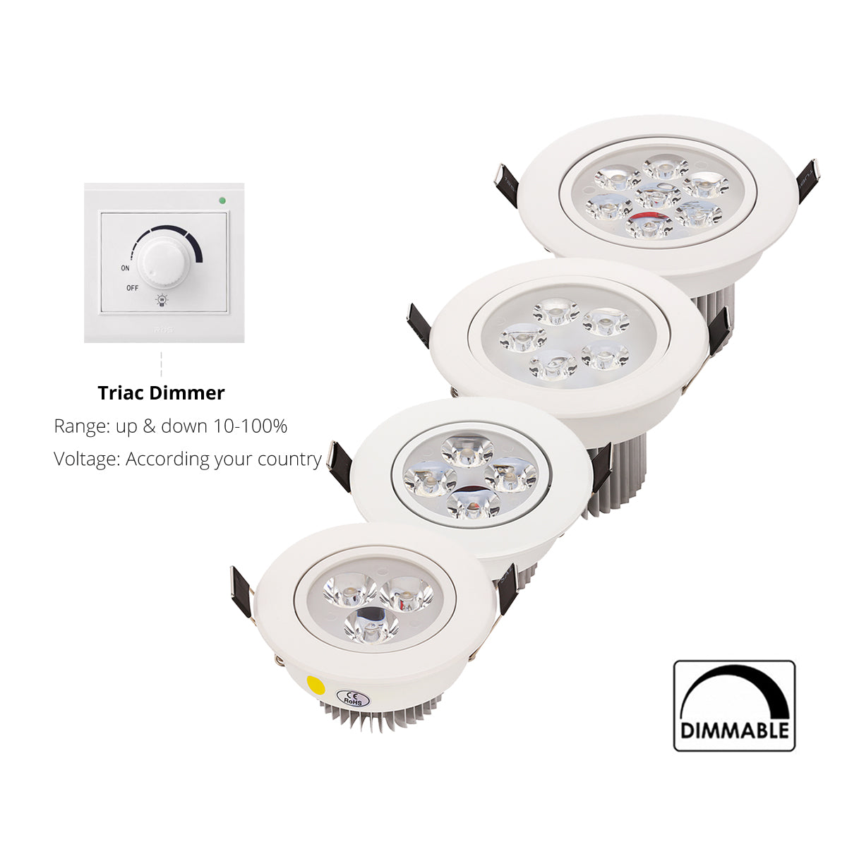 White Led 1W 3W 4W 5W 7W Downlight Residentiële Dimbare Verzonken Led Lamp Licht Verstelbare Recessed Ceiling Spotlight Downlight