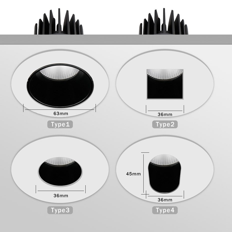 Led Recessed Downlight Dimmable Ceiling Led Light Anti-glare Spot Led Lighting 7W 10W For Living Room Bedroom Hotel AC110V 220V