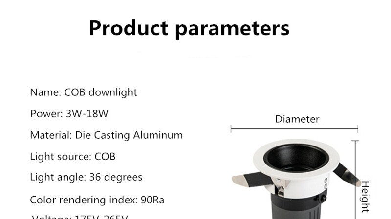 LED Downlight COB Ceiling Spot Lighting 3W 5W 7W 12W 15W 18W Led Bulb Bedroom Kitchen Indoor ceiling recessed Lights