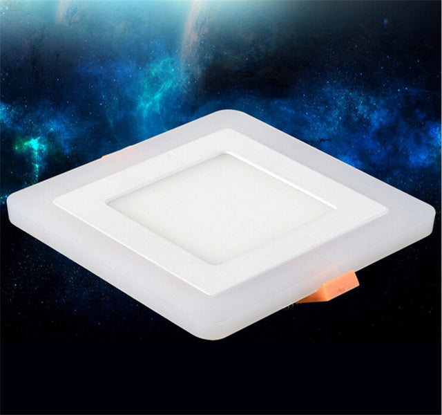 3 Model Round Square blue+ white double color Led Panel Light 6w/9w/16w/24W AC85-265V Recessed LED Ceiling downlight down lights