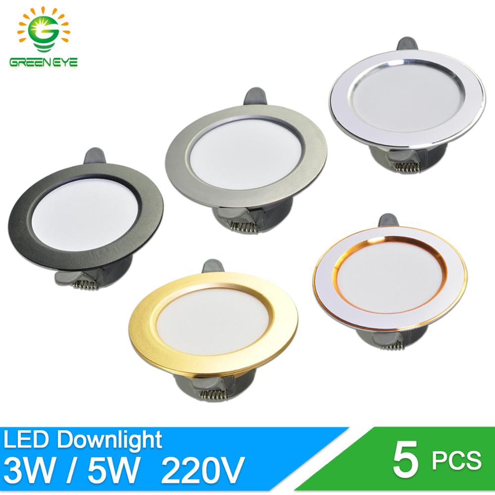 downlight led 3w 5w 3000k 4500K 6000K led Downlight AC 220V ceiling downlight 5Pcs Kitchen living room Indoor recessed downlight