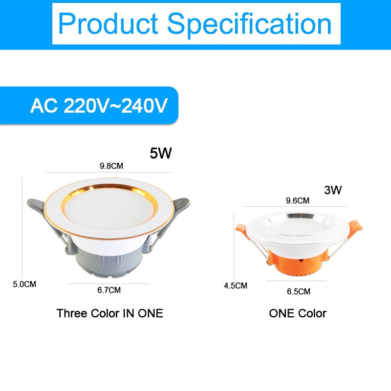 downlight led 3w 5w 3000k 4500K 6000K led Downlight AC 220V ceiling downlight 5Pcs Kitchen living room Indoor recessed downlight
