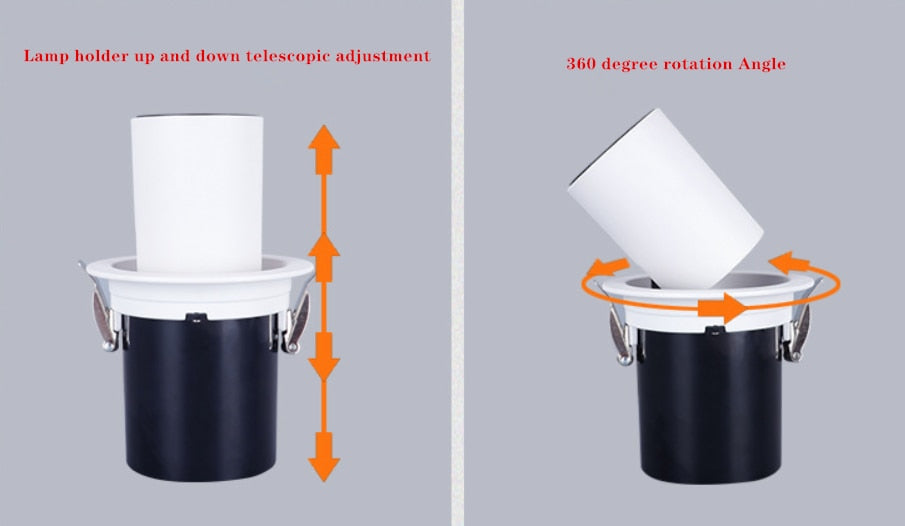 LED Downlight Embedded Ceiling Lamp 8W 12W 15W  20W 110V-220V Adjustable SpotLights Stretchable and Rotate Spot Light