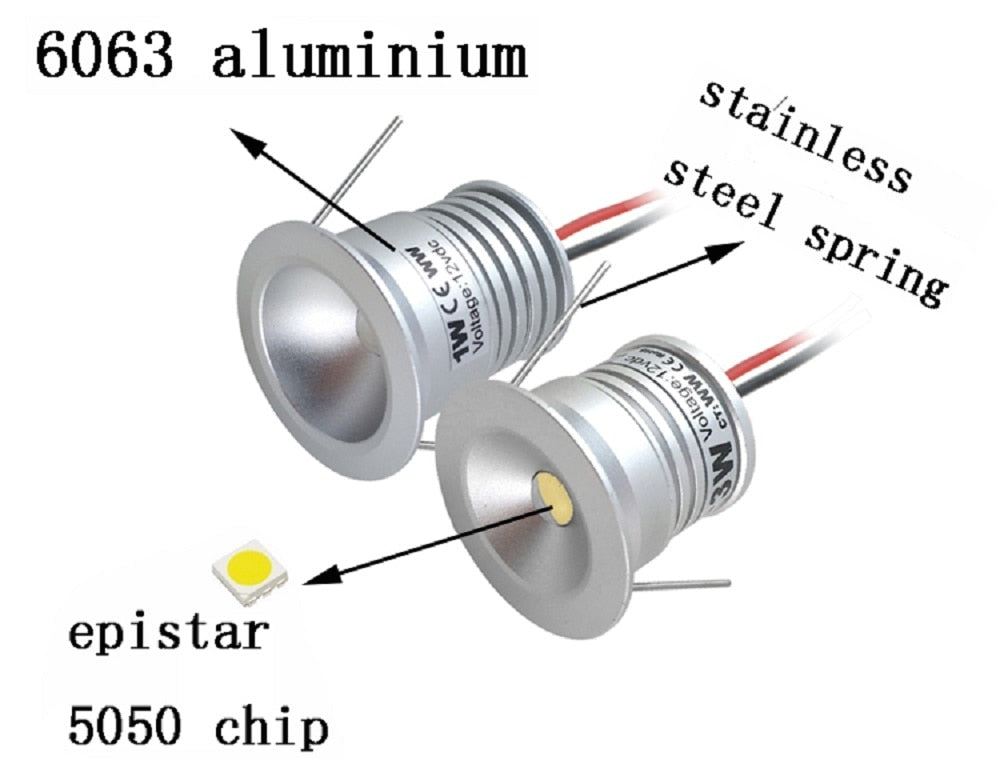 LED Recessed Downlight 1W AC85-277V LED Ceiling Spot Light Bedroom Indoor Lighting 25mm Cutout