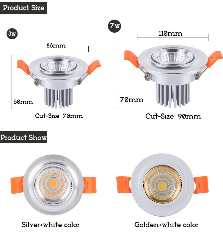 Round Recessed Lamp LED Downlight 110V 220V 3W 7W Led Bulb Bedroom Kitchen Indoor LED Spot Lighting