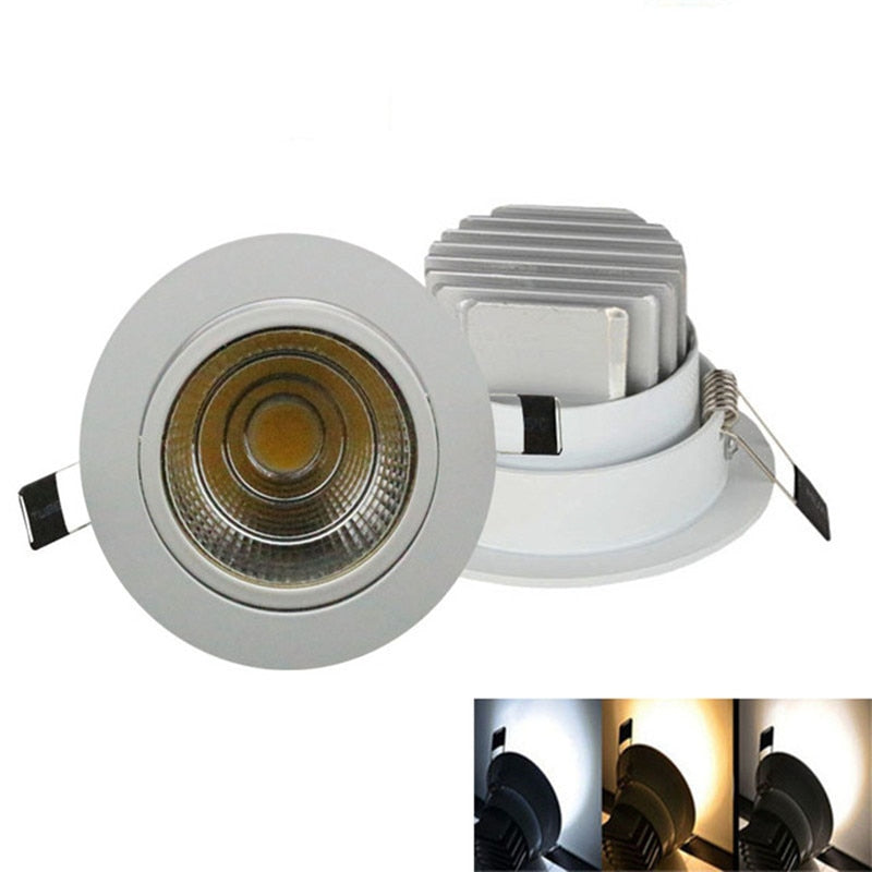 White-round LED COB Downlight Dimmable COB Downlight Light 5W/7W/9W/12W AC85-265V LED Cabinet Light