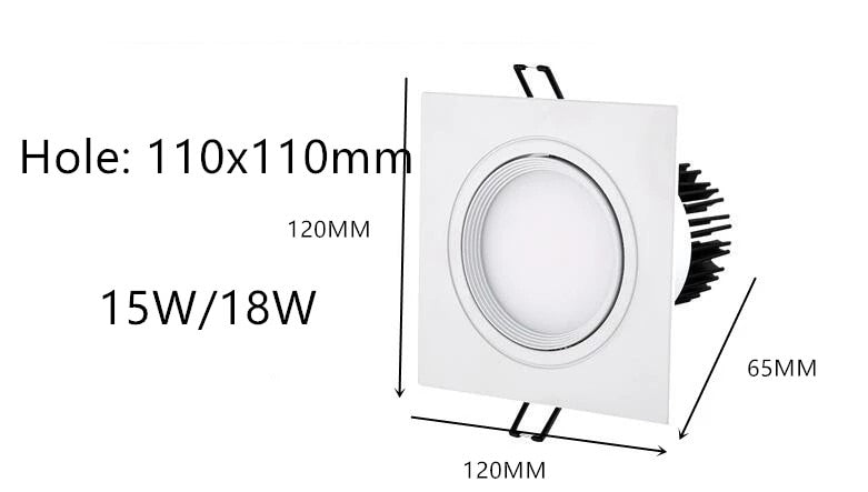 LED Dimmable Square cob Downlight COB 7W 9W/12W 2X7W/2X9W/2X12W LED Spot light decoration Ceiling Lamp AC 110V 220V white body