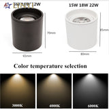 Black White Dimmable Cylinder LED Downlights 6W 10W 12W 15W 22W COB Ceiling Spot Lighting AC85-265V Round Lamps Lndoor Lighting