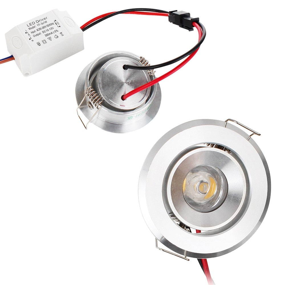 LED Recessed COB Ceiling Light Downlight Bulb 3W 85V-265V 5Pcs Mini High Power Lamps Indoor Lighting Office Shop Decor