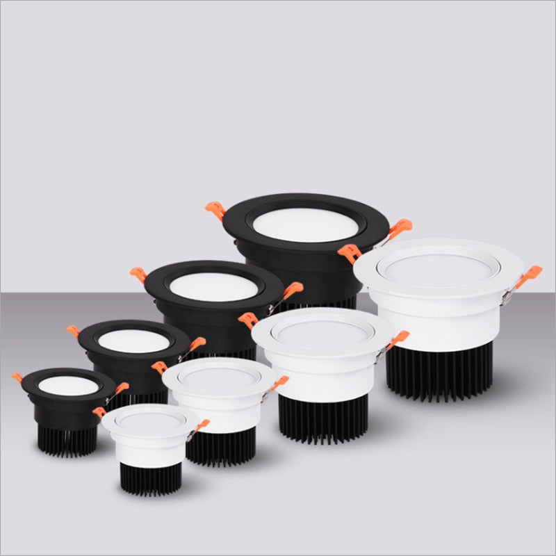 Dimmable Led Downlight 3W 5W 7W 9W 12W 15W Cob Led Spot AC110V / 220V Ceiling Lamp Recessed Downlights Round Spot Light