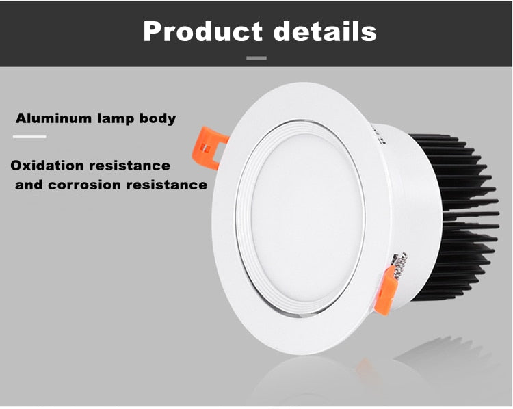 Dimmable Led Downlight 3W 5W 7W 9W 12W 15W Cob Led Spot AC110V / 220V Ceiling Lamp Recessed Downlights Round Spot Light