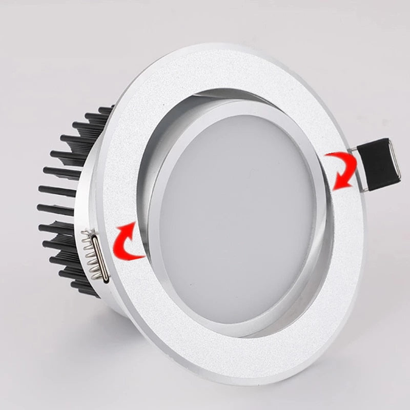 Silver Round Dimmable Recessed LED Downlight 5W 7W 9W 12W 15W 18W 21W 25W Recessed COB Ceiling Spot Light 3000K 4000K 6000K AC90-265V