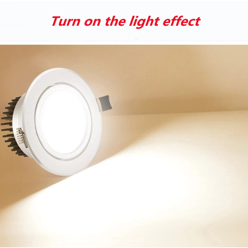 Silver Round Dimmable Recessed LED Downlight 5W 7W 9W 12W 15W 18W 21W 25W Recessed COB Ceiling Spot Light 3000K 4000K 6000K AC90-265V