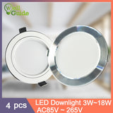 LED Downlight  Round Recessed Lamp 220V 85-265V Led Bulb 4 Pcs 3W 5W 9W 10W 12W 15W 18W LED Spot Lighting Kitchen Bedroom Indoor