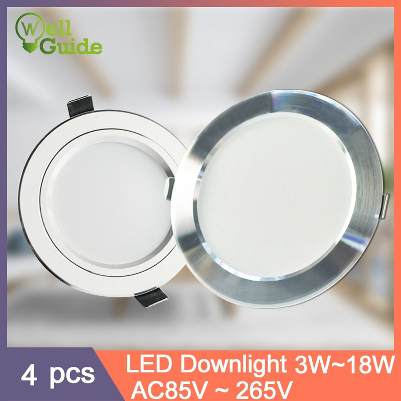 LED Downlight  Round Recessed Lamp 220V 85-265V Led Bulb 4 Pcs 3W 5W 9W 10W 12W 15W 18W LED Spot Lighting Kitchen Bedroom Indoor