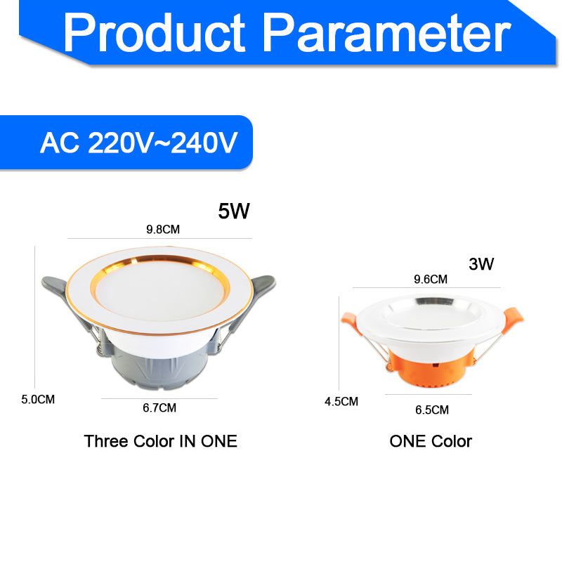 Downlight 3W 5W 3000k 4000k 6500k led Downlight 5Pcs AC 220V-240V led Downlight Kitchen living room Indoor recessed downlight