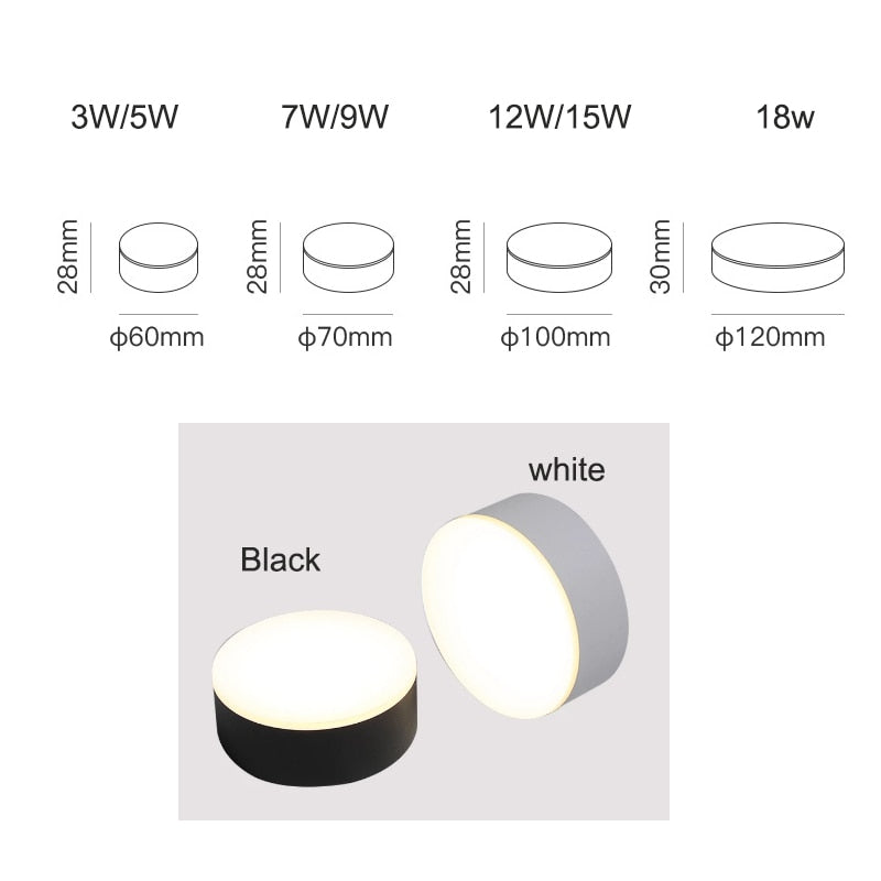 Led Downlights Surface Mounted Light Lamp 220V 5W 7W 9W 12W 15W 18W Ceiling Spot Fixture for Home