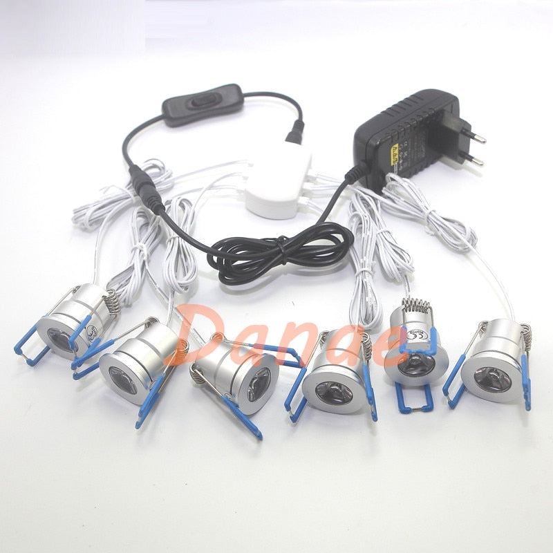 LED Spotlight Mini LED Downlight Warm Cool White 1.5W DC12V LED Cabinet Lights Indoor Lighting for Home Mall Store