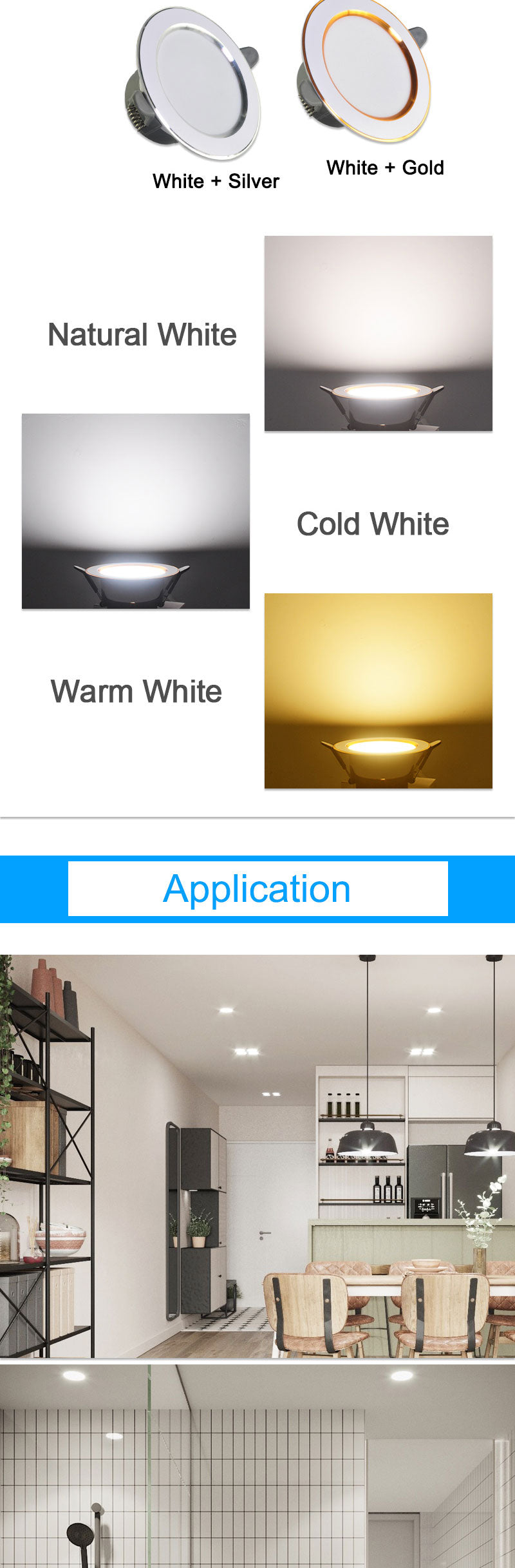 Downlight 3W 5W led Downlight 3000k 4500K 6000K AC220V-240V recessed led downlight Kitchen living room Indoor recessed downlight