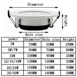 Downlight 3W 5W 7W 10W 12W Spot led downlight AC 220V White Ultra Thin Aluminum Round Recessed LED Spot Lighting