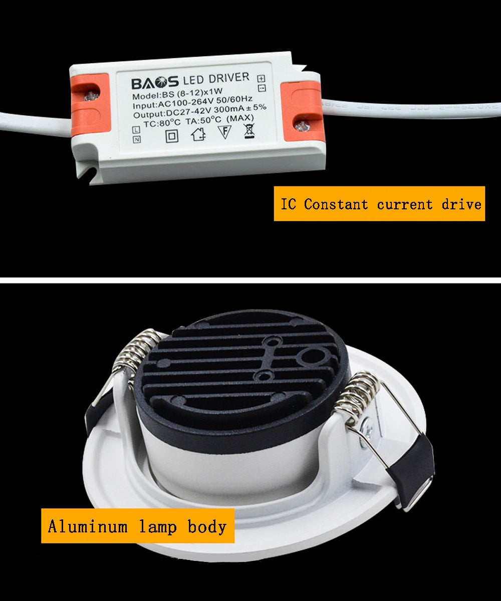 Downlight 3W 5W 7W 10W 12W Spot led downlight AC 220V White Ultra Thin Aluminum Round Recessed LED Spot Lighting