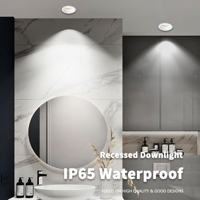 Waterproof Bathroom 1PCS Anti Glare Downlight IP65 GU10 MR16 Matt Black White Recessed Ceiling Spot Light Fitting Terminal Block