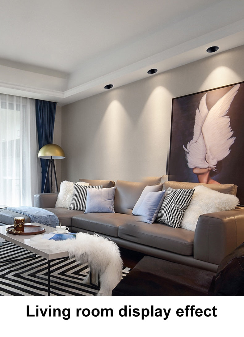 Recessed Ceiling COB Downlight Dimmable Led Lamp Deep Anti-Glare Led Spot 12W Lighting Living Room Bedroom Hotel Cafe Lampar 220