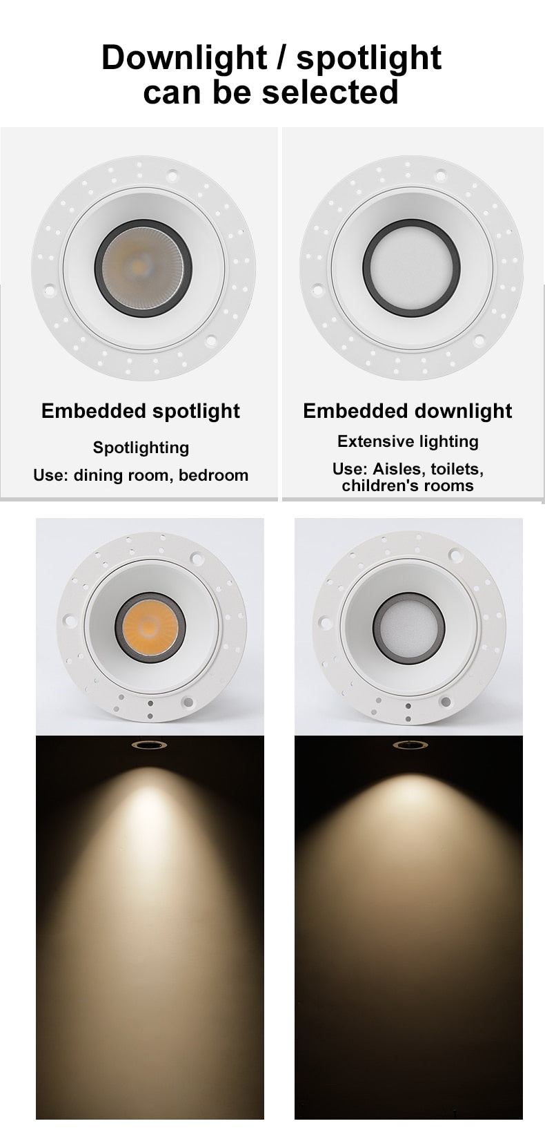 Recessed Ceiling COB Downlight Dimmable Led Lamp Deep Anti-Glare Led Spot 12W Lighting Living Room Bedroom Hotel Cafe Lampar 220