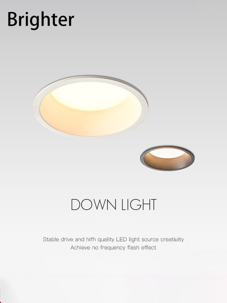 Brighter LED Downlights Dimmable AC85~265V Recessed Anti Glare 5W/7W/10W/15W Ceiling Spot Light Background Lamps Indoor Lighting