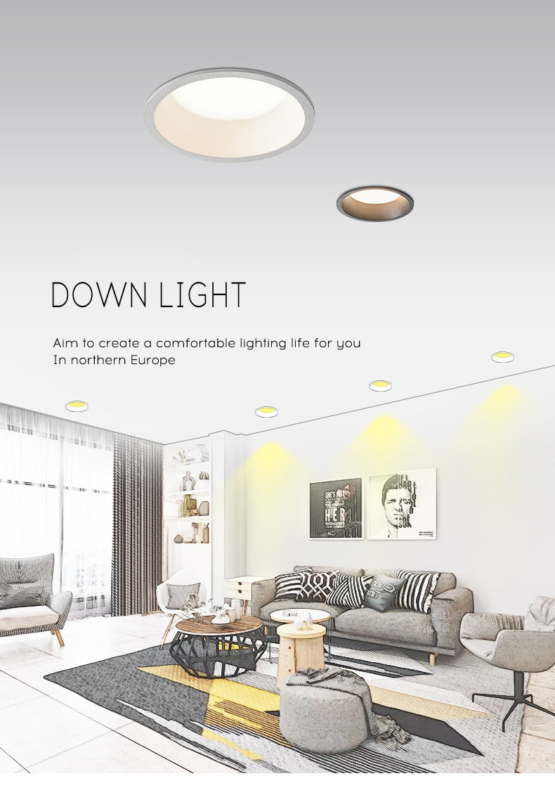 Brighter LED Downlights Dimmable AC85~265V Recessed Anti Glare 5W/7W/10W/15W Ceiling Spot Light Background Lamps Indoor Lighting