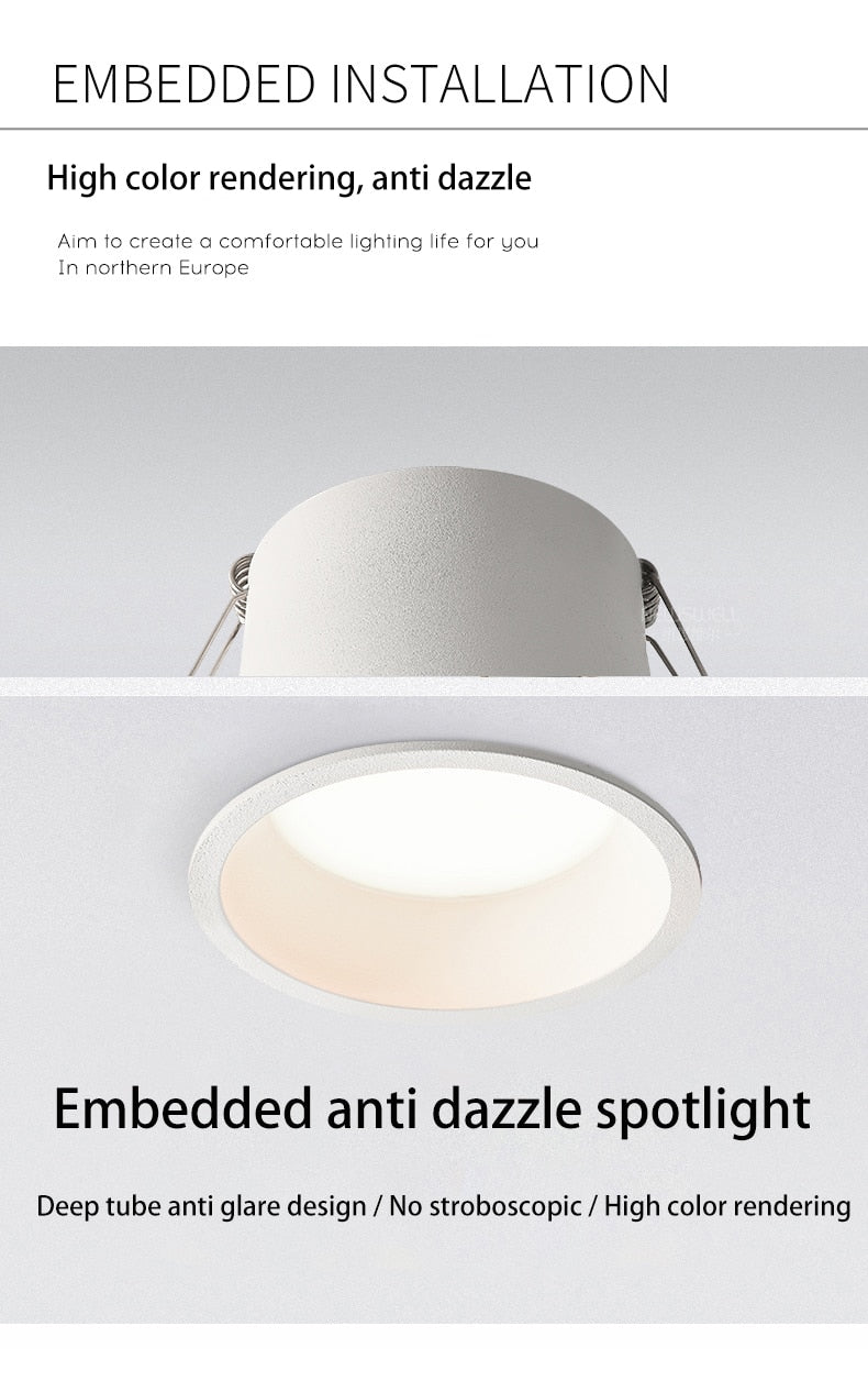 Brighter LED Downlights Dimmable AC85~265V Recessed Anti Glare 5W/7W/10W/15W Ceiling Spot Light Background Lamps Indoor Lighting