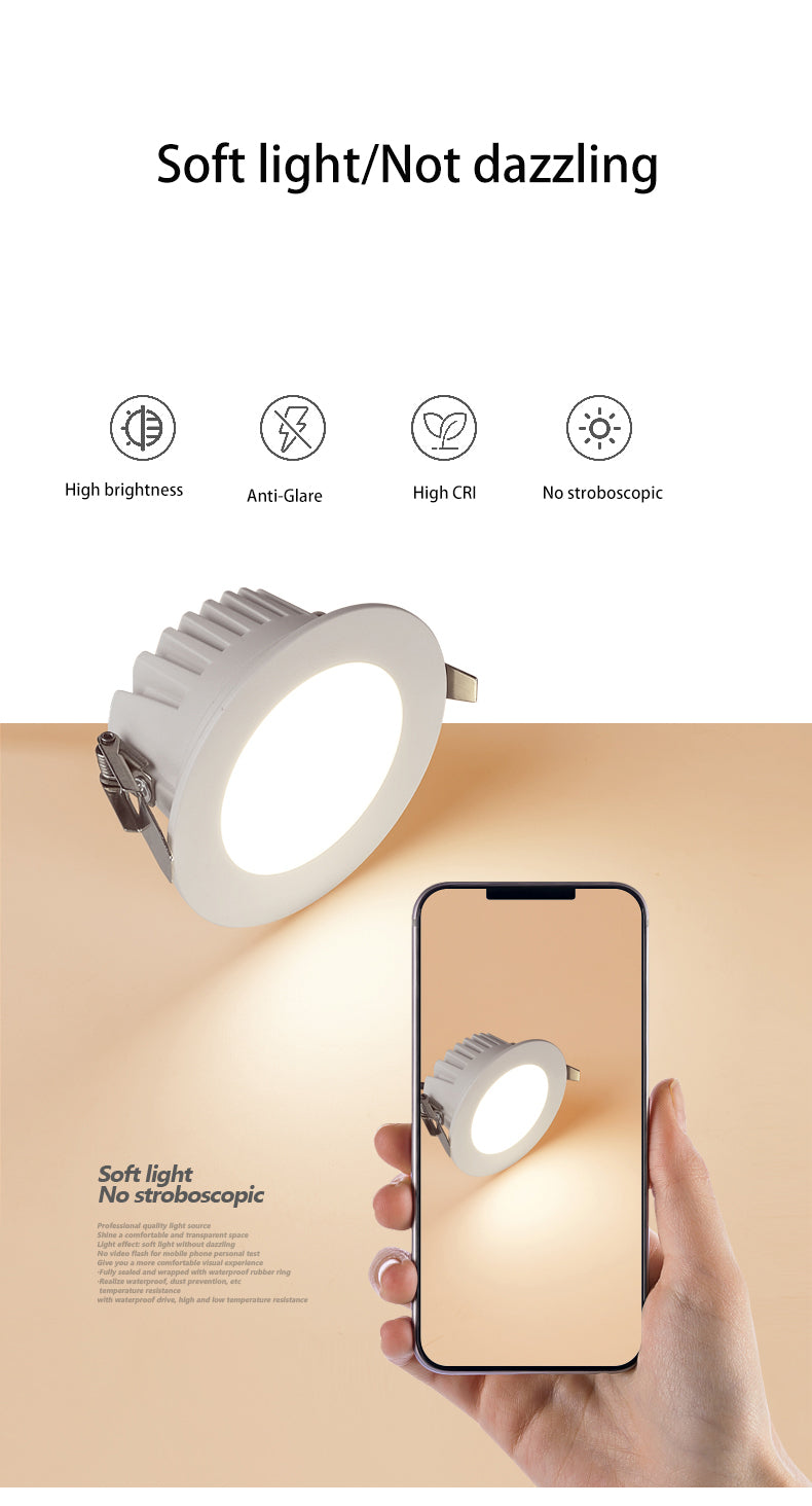 BRGT Waterproof LED Spotlights Recessed Ceiling Lamp White 7W 10W Downlight 110V 220V For Kitchen Bathroom Indoor Outdoor Lighting