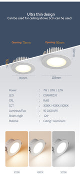 BRGT Waterproof LED Spotlights Recessed Ceiling Lamp White 7W 10W Downlight 110V 220V For Kitchen Bathroom Indoor Outdoor Lighting