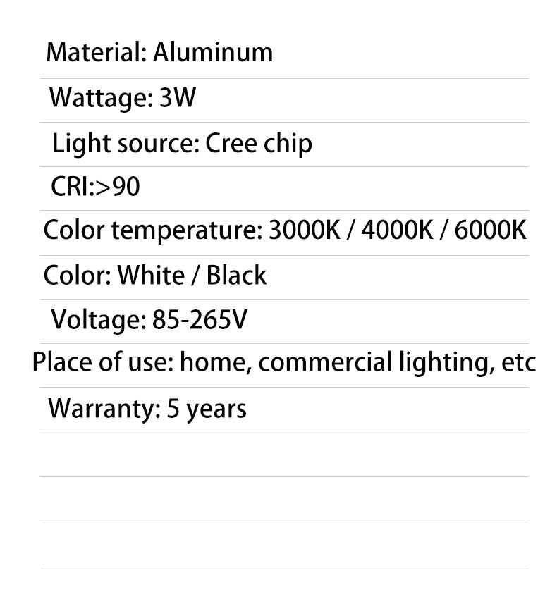 BRGT Borderless LED Spotlights Recessed Downlight 3W Aluminum White Ceiling Lamp Foco 110V 220V for Kitchen Shop Indoor Lighting