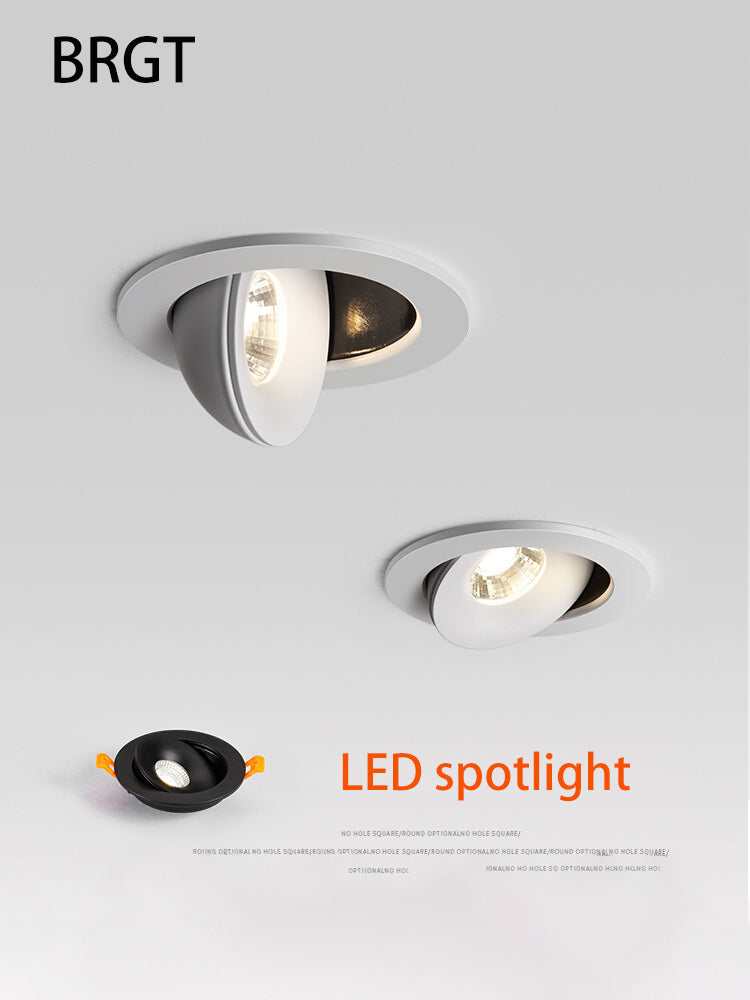 BRGT LED Spotlights Recessed Ceiling Lamp Aluminum White 3W 5W 7W 12W Rotatable Downlight 110V 220V For Kitchen Home Indoor Lighting