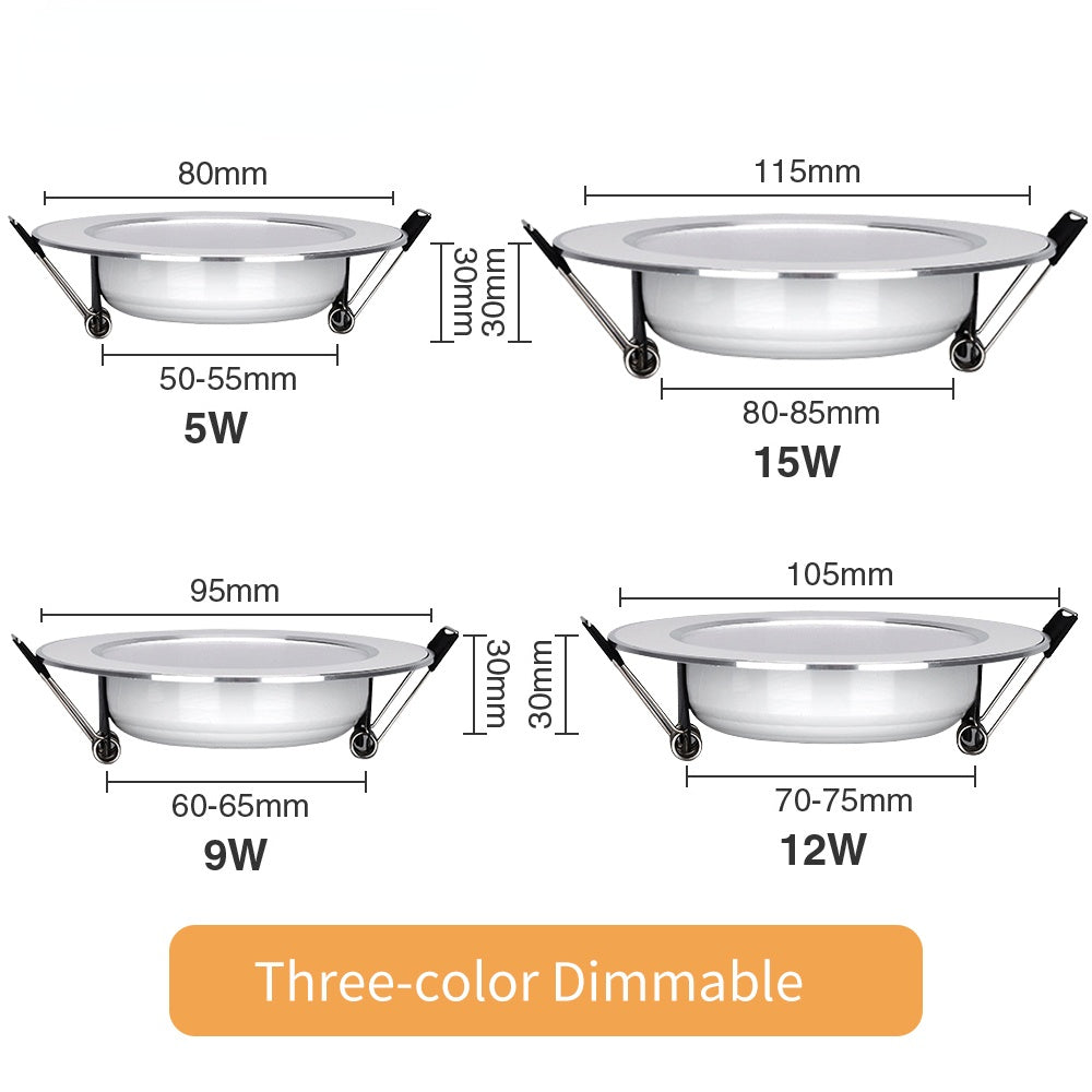 LED Downlight Recessed Ceiling Lamp 5W 9W 12W 15W Three-color dimmable/Cold white/Warm white 10PCS led Spotlight AC 220V