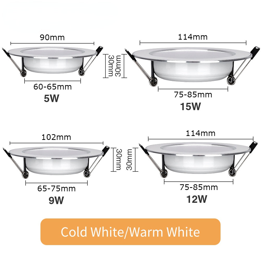 LED Downlight Recessed Ceiling Lamp 5W 9W 12W 15W Three-color dimmable/Cold white/Warm white 10PCS led Spotlight AC 220V