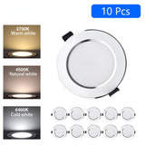 LED Downlight Recessed Ceiling Lamp 5W 9W 12W 15W Three-color dimmable/Cold white/Warm white 10PCS led Spotlight AC 220V