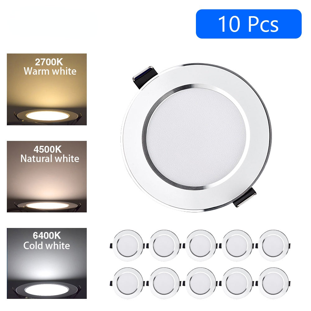 LED Downlight Recessed Ceiling Lamp 5W 9W 12W 15W Three-color dimmable/Cold white/Warm white 10PCS led Spotlight AC 220V