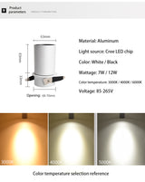 BRGT LED Spotlights 7W 12W Recessed White Black Ceiling Lamp Aluminum Adjustable Foco Downlight For Kitchen Home Indoor Lighting