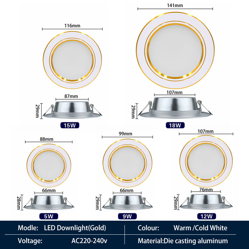 Led Downlights 5W 9W 12W 15W 18W AC 220V 230V 240V LED Ceiling Downlight 6pcs/lot  Lamps Led Ceiling Lamp Home Indoor Lighting