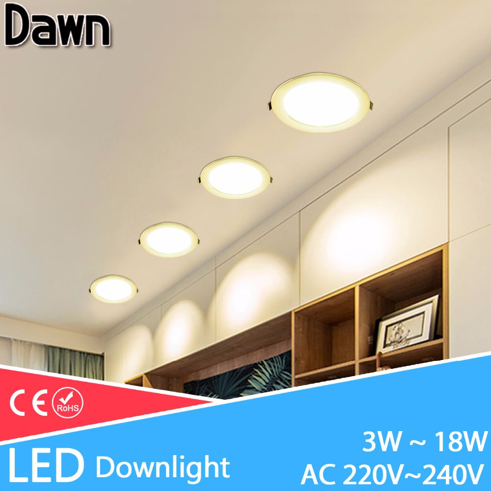 LED Downlight 3w 5w 7w 9w 12w 18w Round Recessed Lamp spot led bulb AC 220V 240V downlight Indoor LED Spot Lighting Kitchen