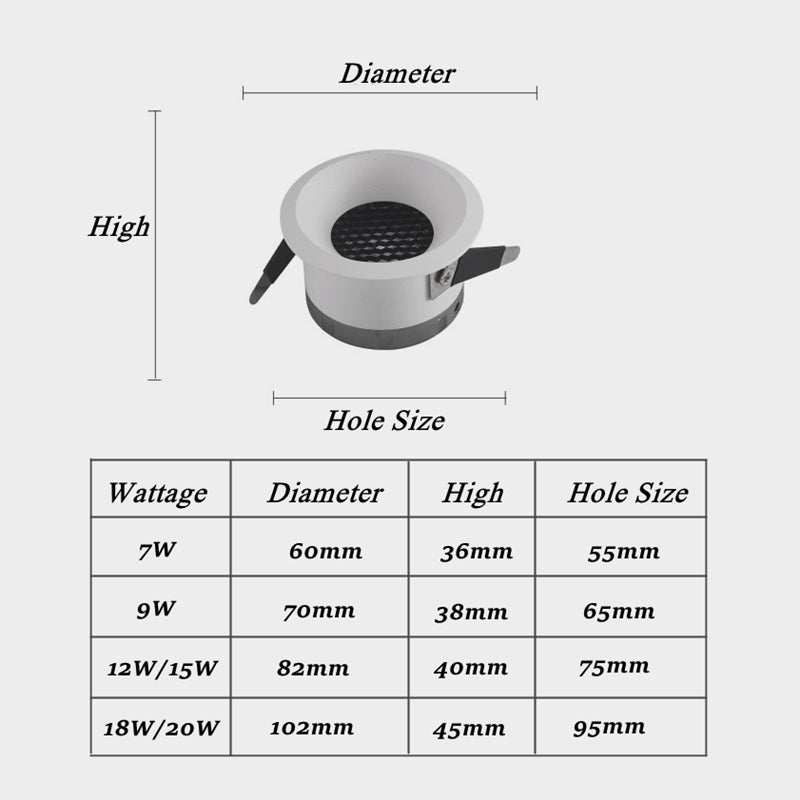 Dimmable Recessed Anti-Glare COB LED Downlights 7W/9W/12W/15W LED Ceiling Spot Lights AC85~265V Background Lamps Indoor Lighting