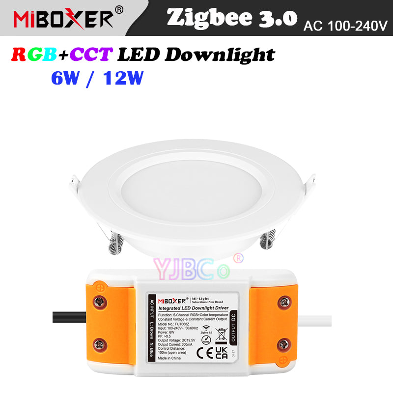 Miboxer Zigbee 3.0 FUT066Z 6W / FUT068Z 12W RGB+CCT LED Downlight AC110V 220V Ceiling Light Round Panel lamp Zigbee 3.0 Remote Control
