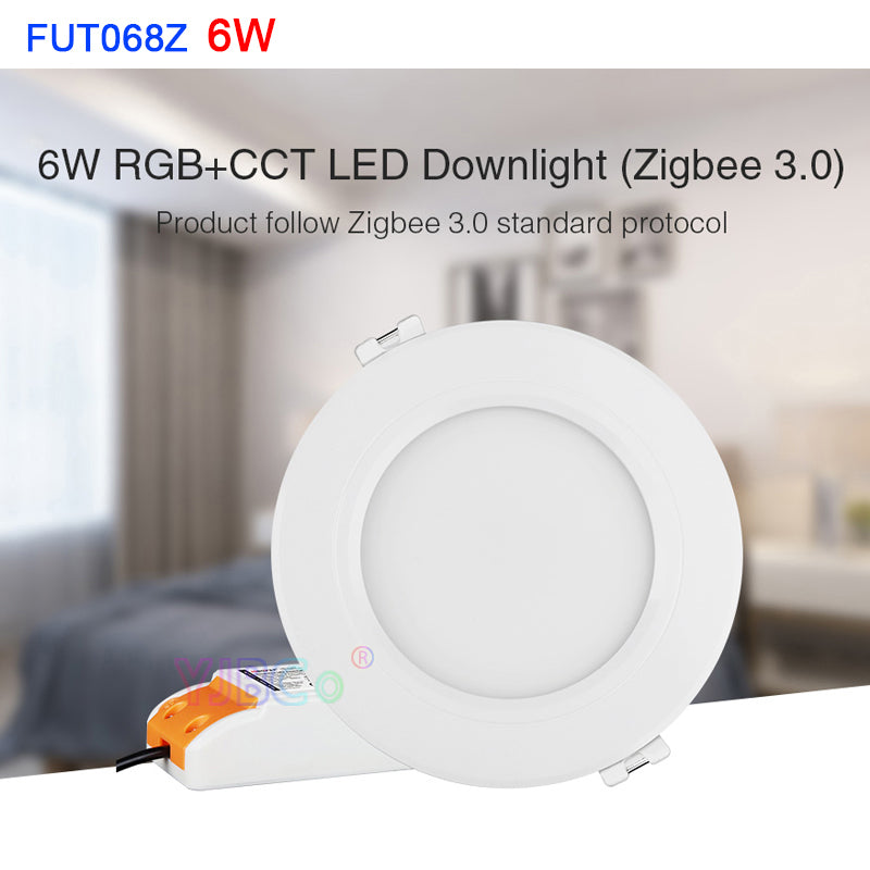 Miboxer Zigbee 3.0 FUT066Z 6W / FUT068Z 12W RGB+CCT LED Downlight AC110V 220V Ceiling Light Round Panel lamp Zigbee 3.0 Remote Control